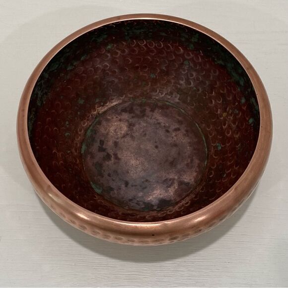 Vintage Hammered Copper Bowl Approximately 3" H X 7.25" Round - Picture 6 of 12